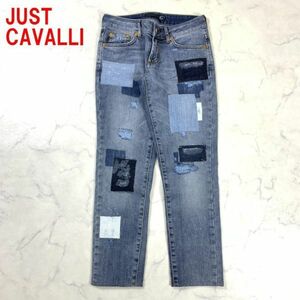 A1641 ジャストカヴァリ デニム ジーンズ 綿 ダメージ 青 紺 JUST CAVALLI コットン ブルー ネイビー パッチワーク 25