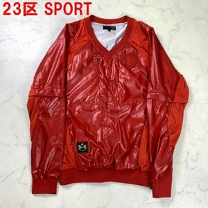 A1883 23区 SPORT スポーツウェア プルオーバー Vネック 赤 レッド 袖部分取り外し可能 半袖 長袖 M