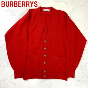 A2138 バーバリー 長袖カーディガン ウール Vネック 赤 BURBERRYS　レッド L