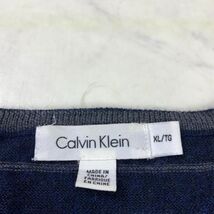 A2293 カルバンクライン 長袖ニット セーター ウール ボーダー 紺 Calvin Klein ネイビー 大きいサイズ XL_画像4