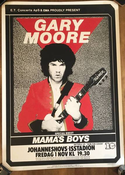 GARY MOORE 1985 ポスター スウェーデン製 90㎝×64 ピンホールあります。