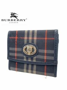 ●美品●超高級●Burberry●バーバリー●ブランド●ネイビー●コインケース●小銭入れ●ノバチェック●メンズ●レディース●GA037