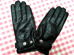 * new goods cream soda leather glove L size * pink Dragon / black Cat's tsu