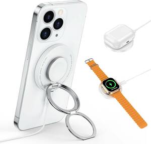 革新的な２段式 3IN1ワイヤレス充電器 For apple watch充電器 両面同時充電 リング・スタンド機能 急速充電 薄型 コンパクト For iPhone