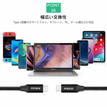 NIMASO USB Type-C iPhone15映像出力 iPhone15pro映像出力 急速充電 2m iPhone15ケーブル Type-c 充電ケーブル USB3.1 Gen2 PD対応 4K60Hz_画像7