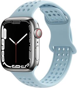 Совместимая Apple Watch Band Silicon Sports Band Гибкая замена театральной группы Breatin (42/44/45/49 мм, небо синий)