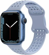 コンパチブル アップルウォッチ バンド シリコン スポーツバンド 柔軟 apple watch ultra 49mm バンド (42/44/45/49mm, ライトブルー)_画像1