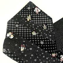 名古屋帯 クリスマス柄 サンタクロース　天使 金糸 刺繍 黒 正絹 シルク　九寸_画像9