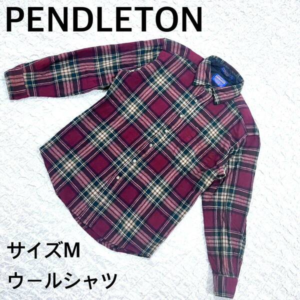 PENDLETON ペンドルトン　ウールチェックシャツ　サイズM レッド