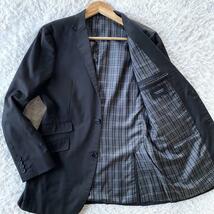 極美品/希少サイズL ●Burberry BLACK LABEL バーバリーブラックレーベル テーラードジャケット ノバチェック 黒 ビジネス メンズ ブレザー_画像1