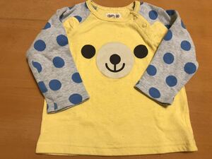 ◆　子ども服／ベビー服　くまさんのお顔　長袖Tシャツ　90サイズ 　◆