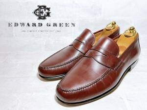 2 times put on [ ultimate beautiful goods ]EDWARD GREEN Edward Green top class coin Loafer original leather tea UK7( approximately 25.5cm) Italy made 