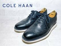 【美品】COLE HAAN コールハーン 上質 レザースニーカー 本革 黒×青 ブラック ブルー US7M（約25cm）メンズ_画像1