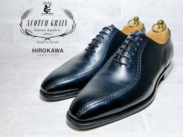 1回着【極美品】スコッチグレイン 高級 ビジネスシューズ 本革 レザー 黒 グッドイヤー製法 25cm メンズ 高級紳士靴