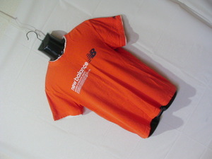 ssy8218 new balance ニューバランス 半袖 Tシャツ オレンジ ■ フロントプリント ■ クルーネック レイヤード Mサイズ