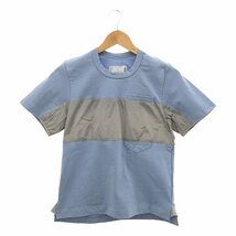 sacai / サカイ | サイドスリット バイカラーTシャツ | 3 | ライトブルー/ライトグレー | レディース_画像1