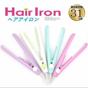 1) ミニ ヘアアイロン ストレートカール2Way 髪セット 小型　新品未使用 カラーお任せランダム　(z36)