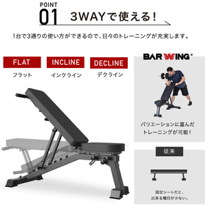 ★一台限定★ 3WAY トレーニングベンチ インクラインベンチ フラットベンチ ダンベル トレーニング ベンチプレス ベンチ BW-DC04の画像2