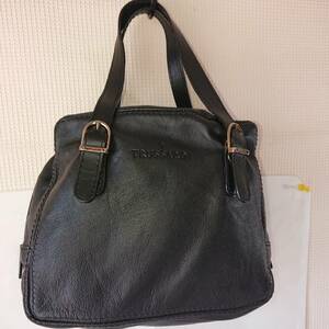 ★美品★横10M1445★ハンドバッグ小さめ★ブラック　 TRUSSARDI 本革（柔らかい革）　綺麗です。メンズ＆レディース