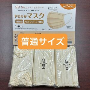 不織布マスク 3層構造 プリーツ やわらか 不織布 3層 快適　ハニー cicibella 大容量 51枚 まとめ売り 呼吸楽チン