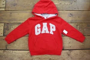 E11★未使用 GAP/ギャップ ロゴ刺繍フーディー パーカー トレーナー レッド×グレー キッズ 子供服 4year(105cm) トップス★