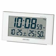 セイコークロック 置き時計 目覚まし時計 電波 デジタル カレンダー 快適度 温度湿度表示 01:白パール 本体サイズ:8.5×14.8×5.3_画像1