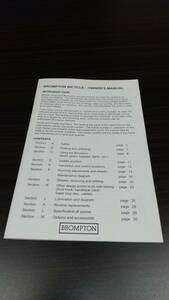 BROMPTON BICYCLE OWNER'S MANUAL