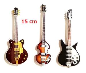 15 cm Beatles miniature base + guitar 2 pcs set. Mini musical instruments 