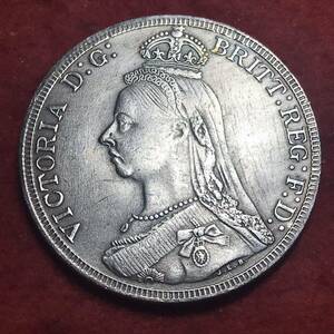 1円スタート〜古銭 イギリス　銀貨　1887年　ヴィクトリア女王　ハノーヴァー朝第6代女王、初代インド皇帝（女帝）古錢　貿易銀　大型銀貨 