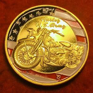 1円スタート〜古銭 アメリカ ハーレーダビットソン　バイク記念　大型金貨 