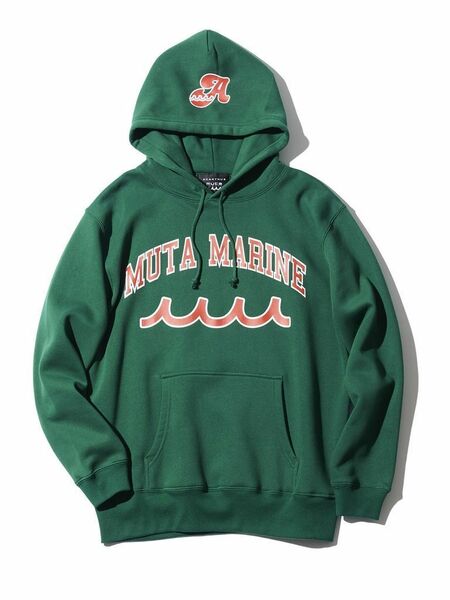 未使用　ムータ　muta College Logo Hooded Sweatshirt プルオーバーパーカー グリーン 【Acanthus×muta】XL
