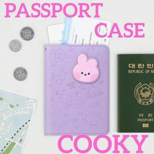 公式 BT21 minini【COOKY】レザーパッチ パスポートカバー