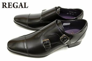 新品 20%OFF☆REGAL リーガル 靴 メンズ ビジネスシューズ 37TR BC 本革 ストレートチップ ダブルモンクストラップ ブラック☆25.5cm