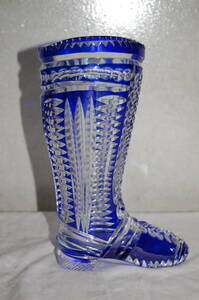 花瓶　ブーツ型花瓶　切子　クリスタル　高さ19.7×巾12㎝