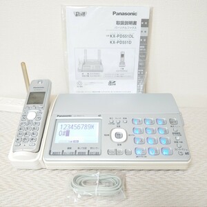 Panasonic パナソニック　FAX　KX-PD551（シルバー）取扱説明書・中古インクリボン装填済・新品電話線付き　親機のみ　商品説明必読　