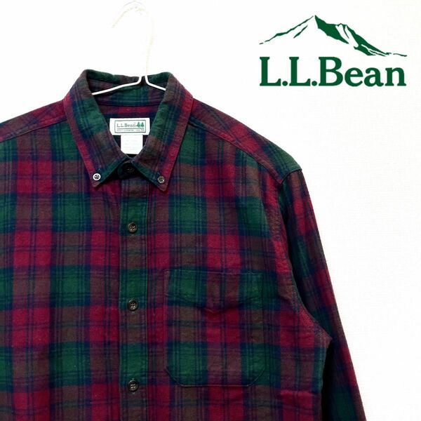 L.L.Bean(エルエルビーン) チェック柄ネルシャツ ボルドー×グリーン カジュアル 羽織り トップス メンズ ユニセックス