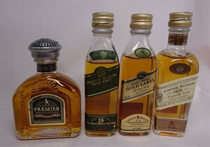 ミニチュア スコッチ JW PREMIER黒ラベル(台湾輸入品)+JW Gold15年,JW Pure Malt 15年