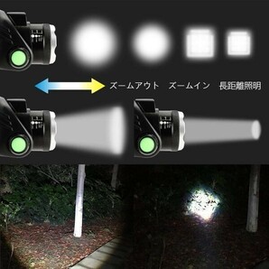 ヘッドライト USB充電式 センサー機能付き 90°調整可能 CREE T6ライト1000ルーメンの画像5