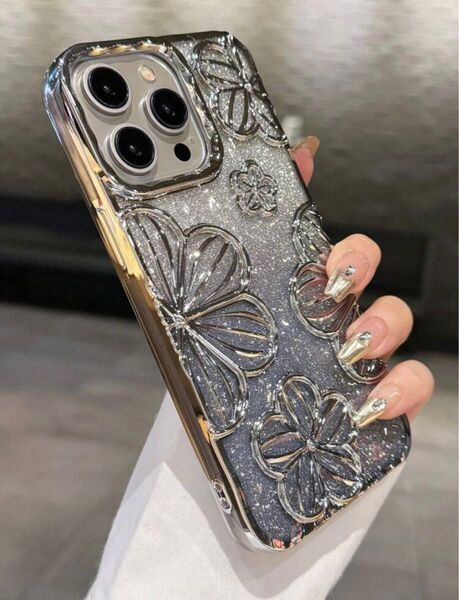 花柄とレンズ保護デザイン 電気メッキ保護ケース iPhone