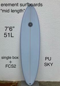 新品！未使用！特価！バイロンベイ発！オルタナティブボード！ELEMENT SURFBOARD MID LENGTH MODEL 7’6” 51L PU SKY