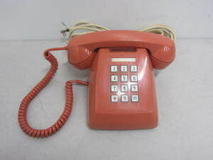  Showa Retro push type telephone machine 601P orange coral pink operation not yet verification 