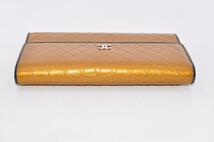 Chanel シャネル 長財布 ロングウォレット 三つ折り レザー 革 ゴールド 金 ブラック 黒 レディース 女性 箱、カード、シール付き 2I182606_画像6