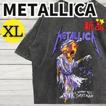 ★新品未使用★メタリカ METALLICA バンドTシャツ 半袖 ロックTシャツ ヴィンテージ加工 コットン プリント ブラック 黒 XLサイズ 2506_画像1