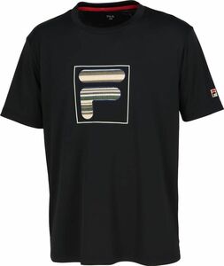 FILA フィラ テニスウェア 半袖Tシャツ ゲームシャツ アップリケTシャツ VM5622 ブラック(黒) メンズL 新品