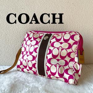 レアCOACH コーチハンドバッグトートバッグピンクシグネチャー総柄