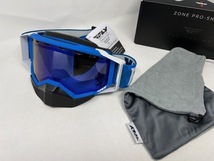 FLY Racing スノーモービル スノー UV ゴーグル ZONE PRO SNOW GOGGLE ブルー/ホワイト 偏光 ブルーミラースモーク レンズ ● 新品未使用_画像3