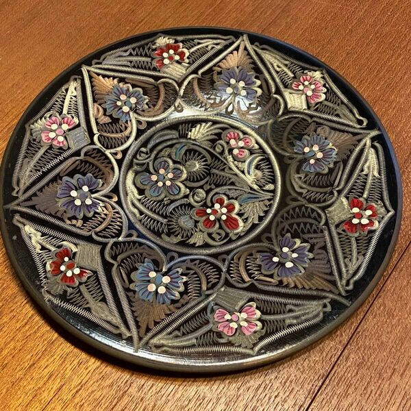 トルコ　銅製　アンティーク 飾り絵皿　18.5cm