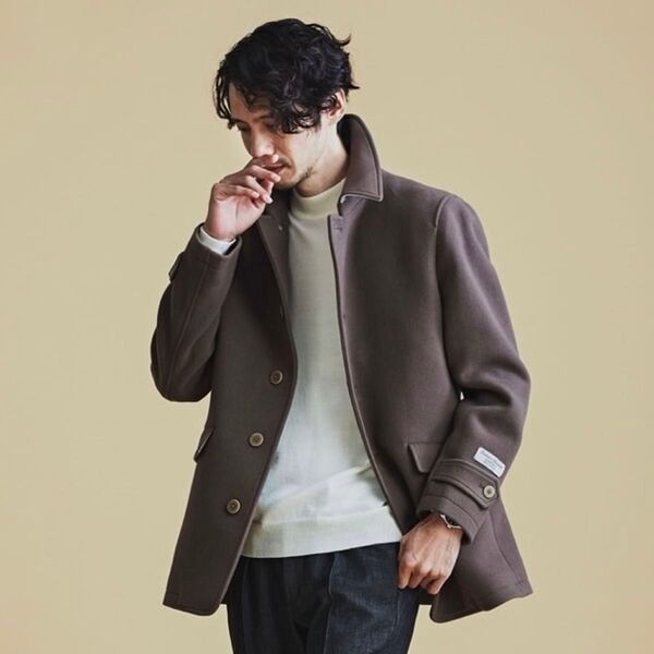 ★ナノユニバース ジャケットNANO universe SUPER140's メルトンシングルPコート L