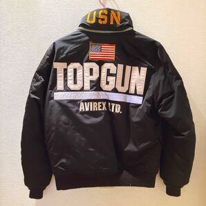 【USED★美品】★AVIREX アヴィレックス フライトジャケット M CUSTOM CWU TOP GUN ネイビー