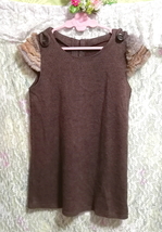 茶ブラウンラビットファー肩袖チュニック/セーター/ニット/トップス Brown rabbit fur shoulder tunic sweater knit tops_画像2